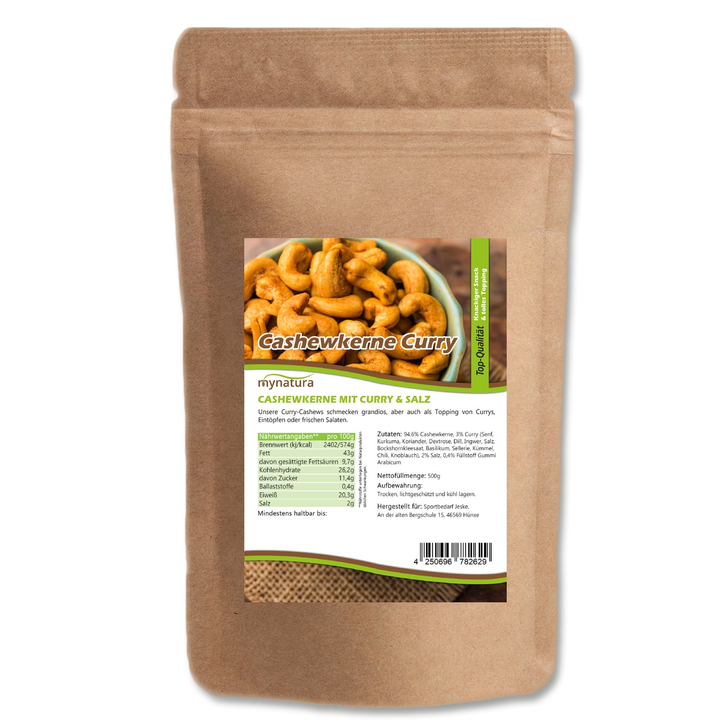 Cashewkerne mit Curry und Salz – im Beutel ab 500g