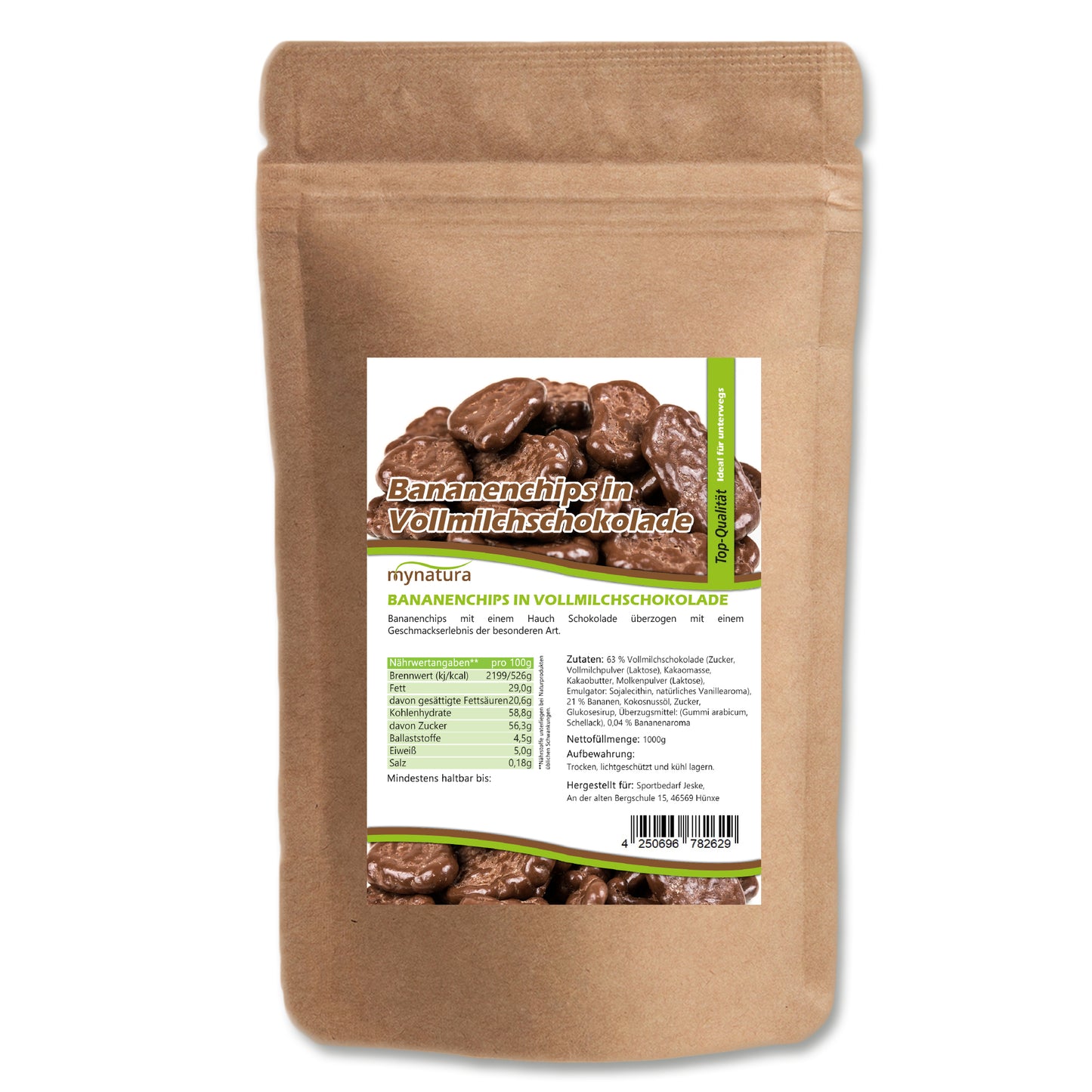 Bananenchips in Vollmilchschokolade - im Beutel ab 1kg