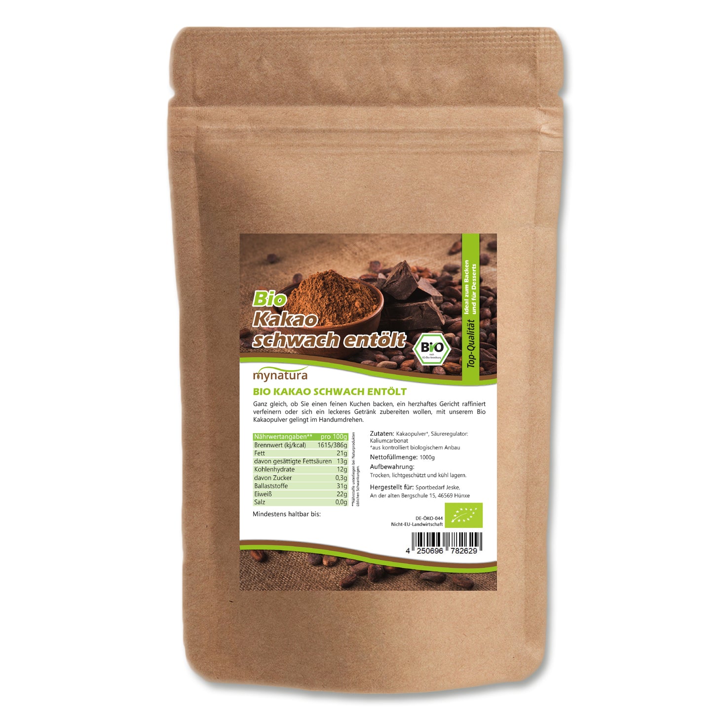 Bio Kakaopulver schwach entölt – im Beutel ab 1kg