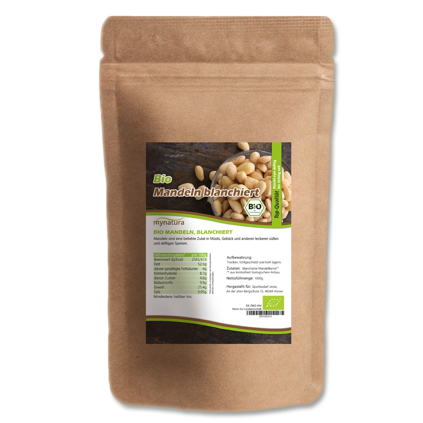 Bio blanchierte Mandelkerne - im Beutel ab 1kg