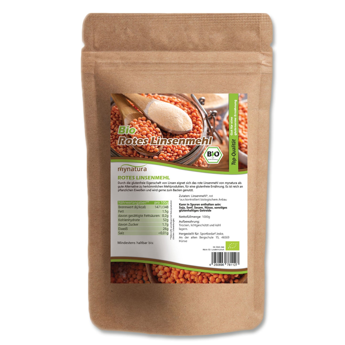 Bio Rotes Linsenmehl glutenfrei - im Beutel ab 1kg