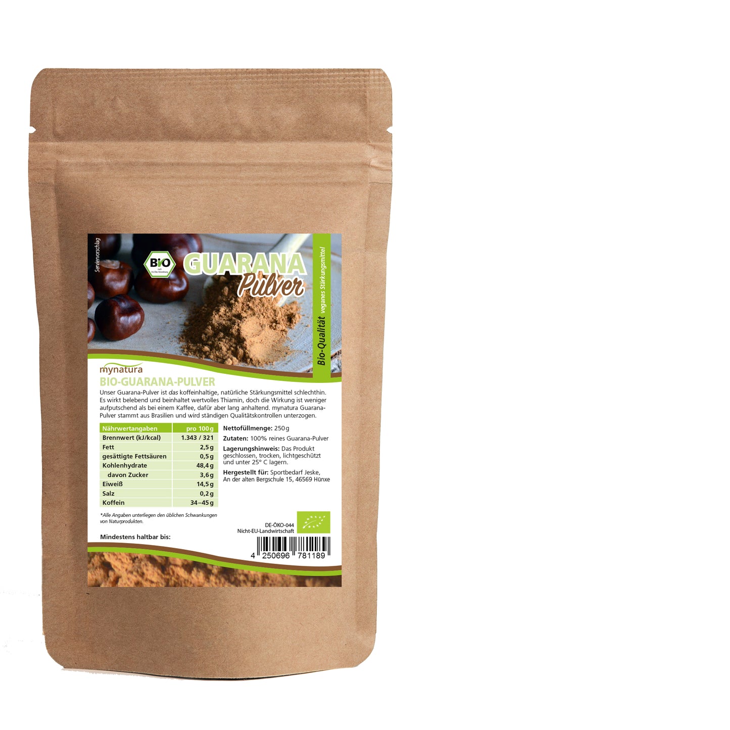 Mynatura Bio Guarana Pulver – im Beutel ab 250g