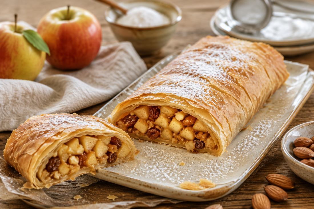 Apfelstrudel aus Filoteig – einfach, knusprig und schnell gemacht
