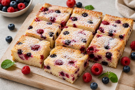 Fruchtige Quark-Schnitten mit Beeren