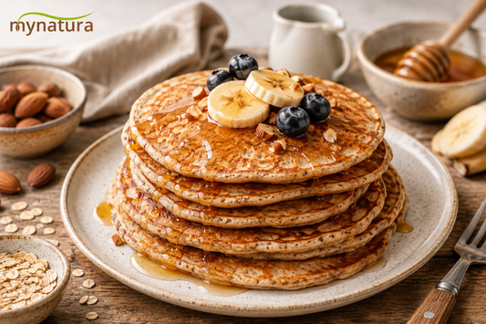 Goldbraune Vollkorn-Pfannkuchen mit Honig – einfach und schnell gemacht