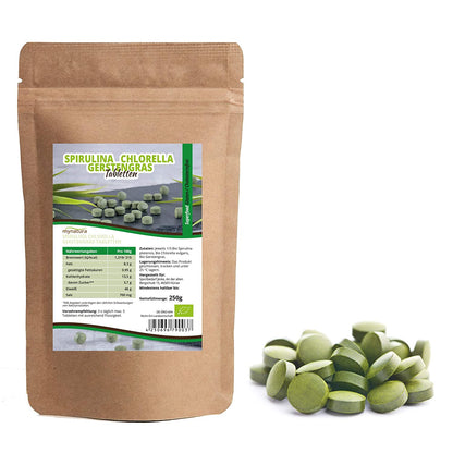 Bio Spirulina Chlorella Gerstengras Mix Tabletten ab 250g