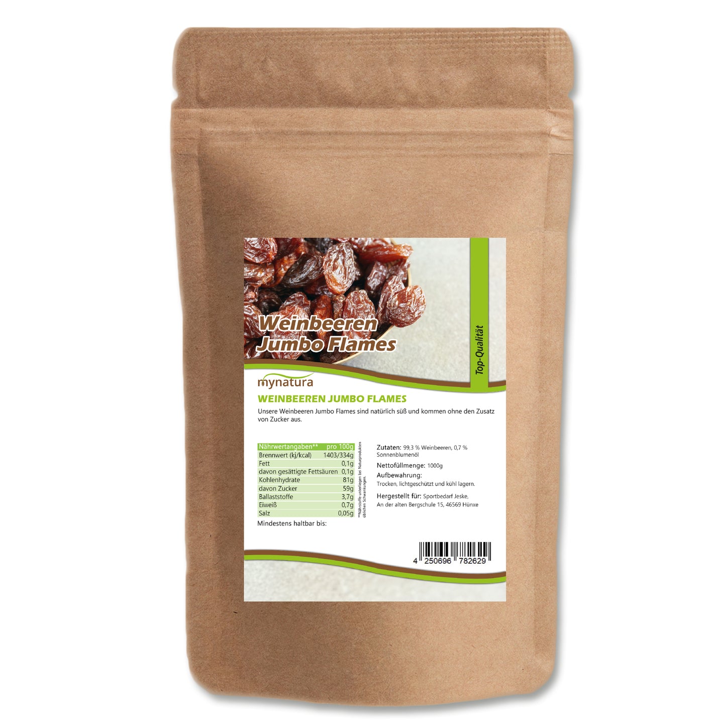 Weinbeeren Jumbo leicht geölt - im Beutel ab 1kg