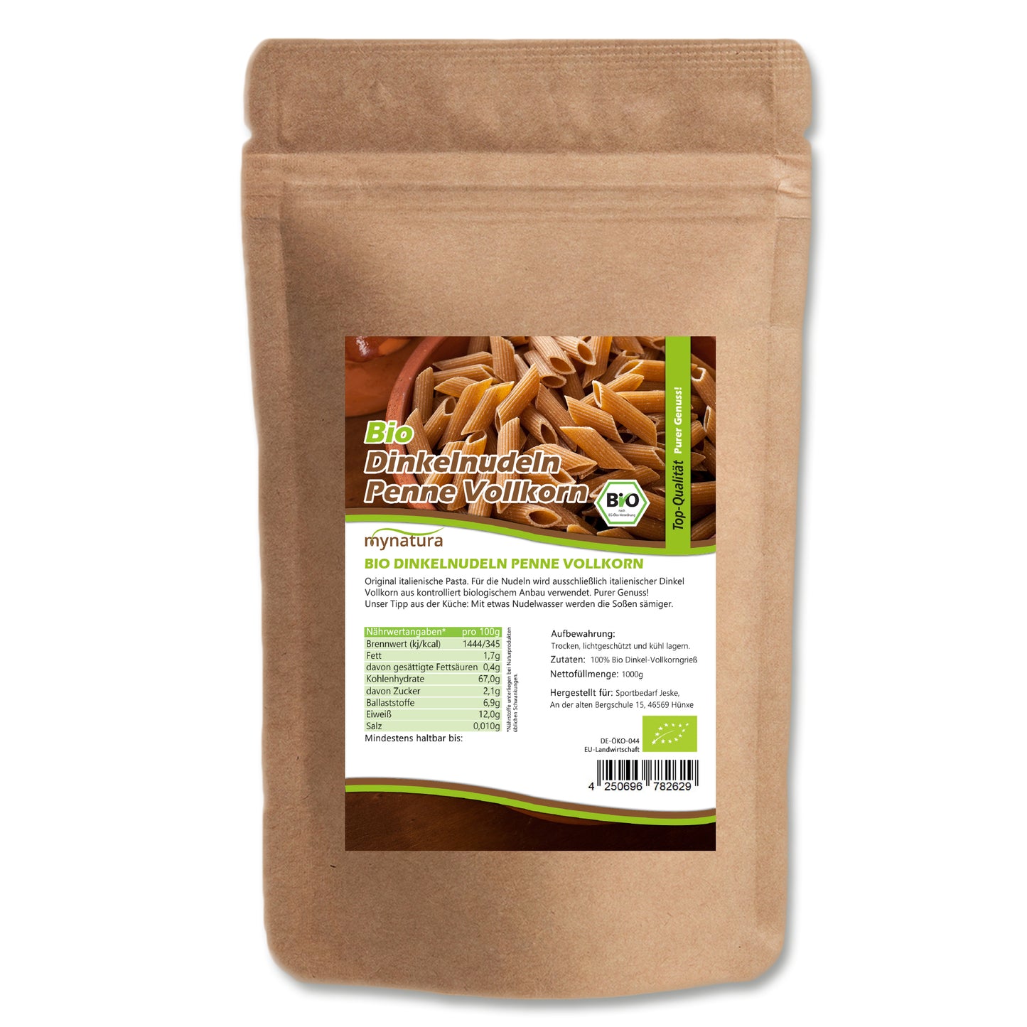 Bio Dinkel Penne Vollkorn Nudeln - im Beutel ab 1kg