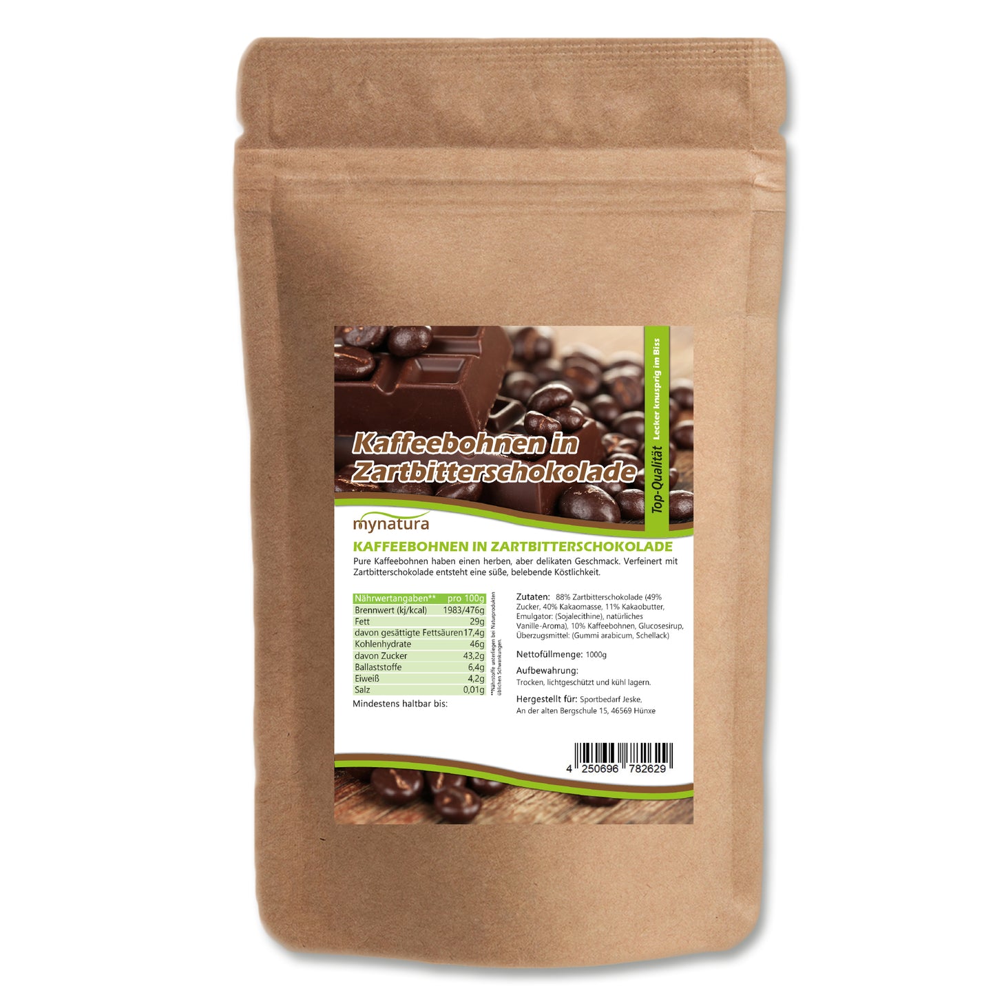 Kaffeebohnen in Zartbitterschokolade – im Beutel ab 1kg