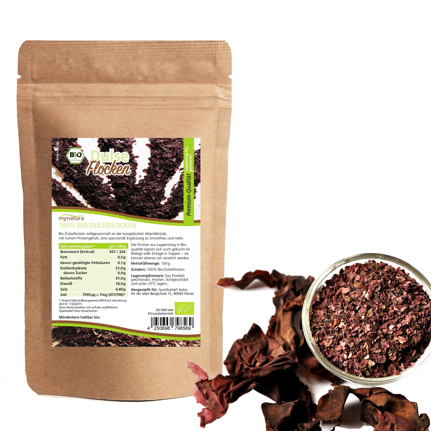 Bio Algen Set - Dulse Flocken (100g)- Chlorella Pulver (250g) - Spirulina Pulver (250g)