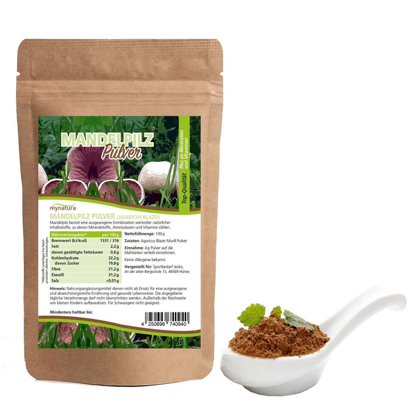 Mandelpilzpulver - im Beutel ab 100g