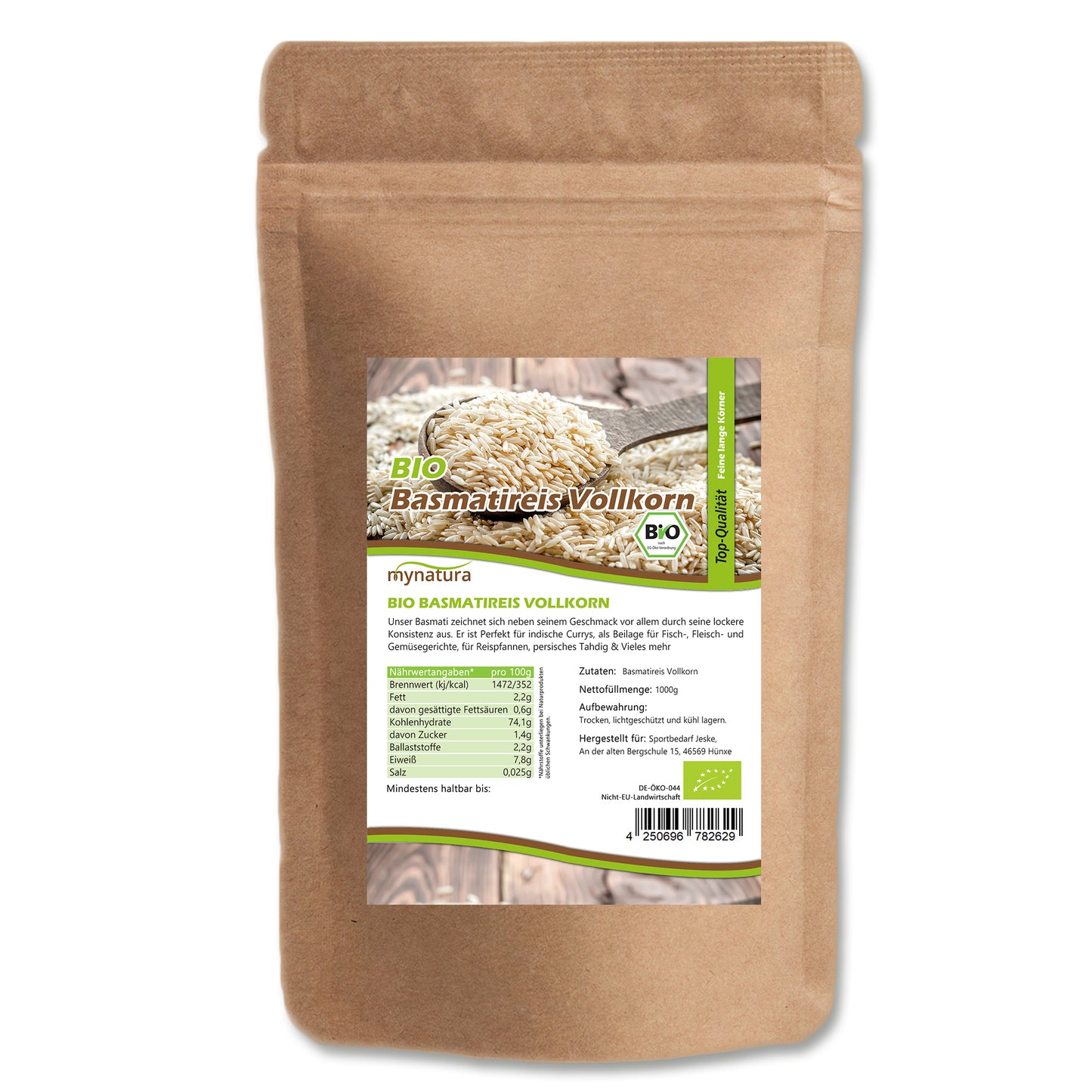 Mynatura Bio Vollkorn Basmatireis im Beutel ab 1kg