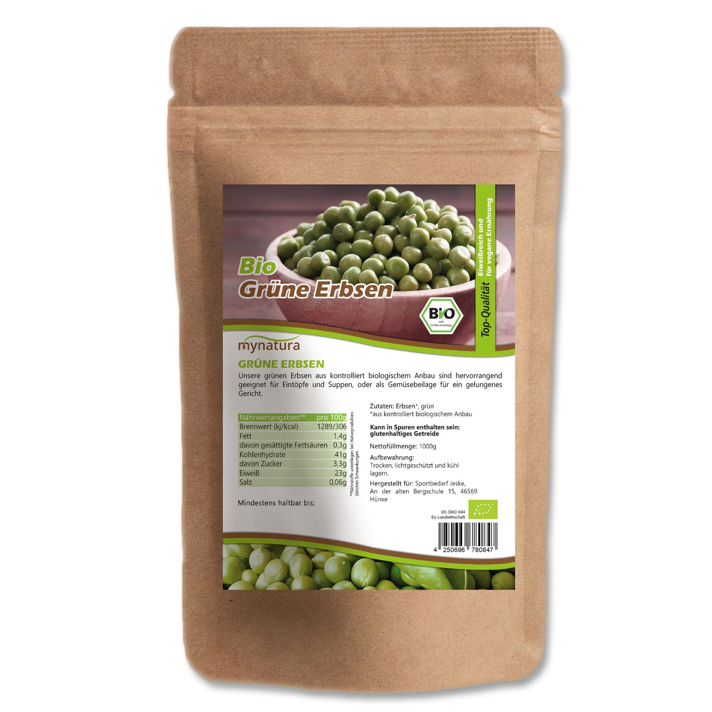 Mynatura Grüne Bio Erbsen – im Beutel ab 1kg