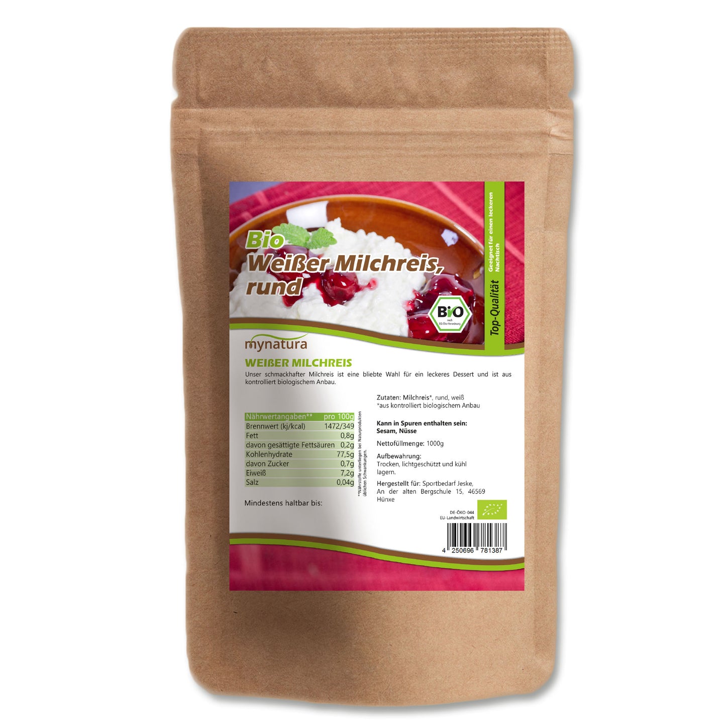 Mynatura Bio Milchreis – Rundkornreis - im Beutel ab 1kg