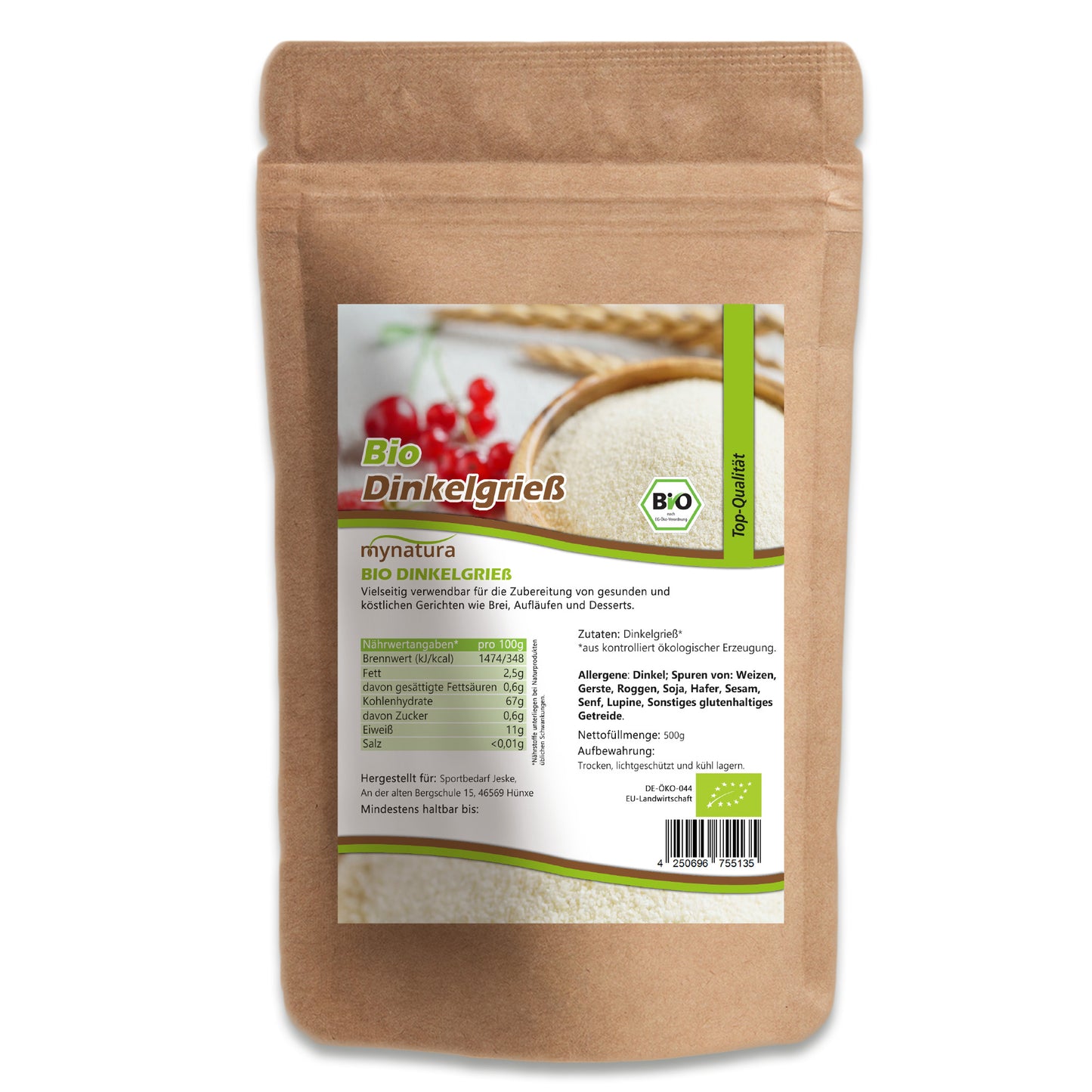 Mynatura Bio Dinkelgrieß im Beutel ab 500g
