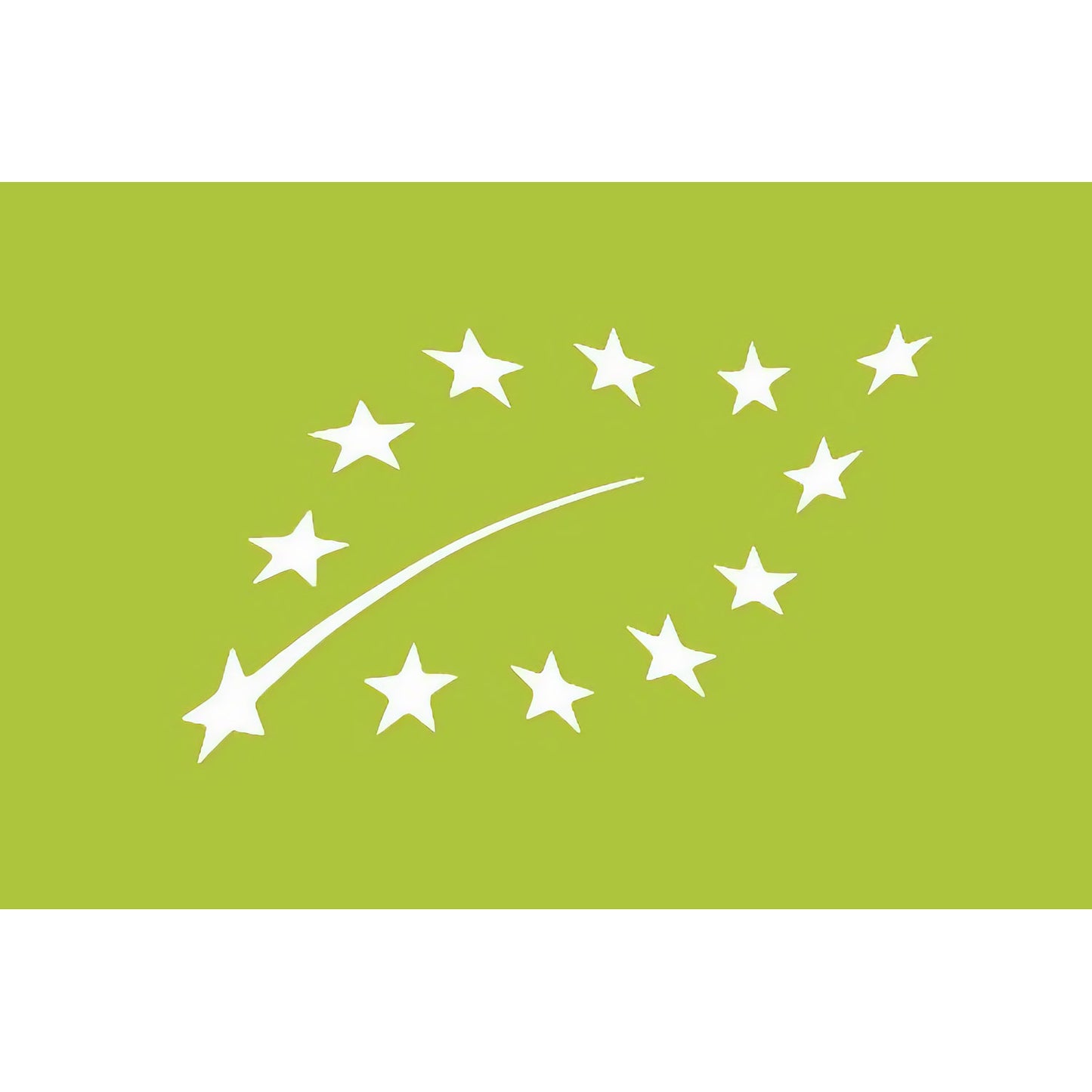 EU-Bio-Logo auf grünem Hintergrund als Kennzeichnung für zertifizierte superfood-produkte wie spirulina-chlorella-gerstengras-tabletten.
