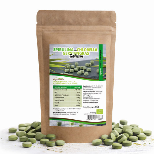 Bio Spirulina Chlorella Gerstengras Mix Tabletten ab 250g