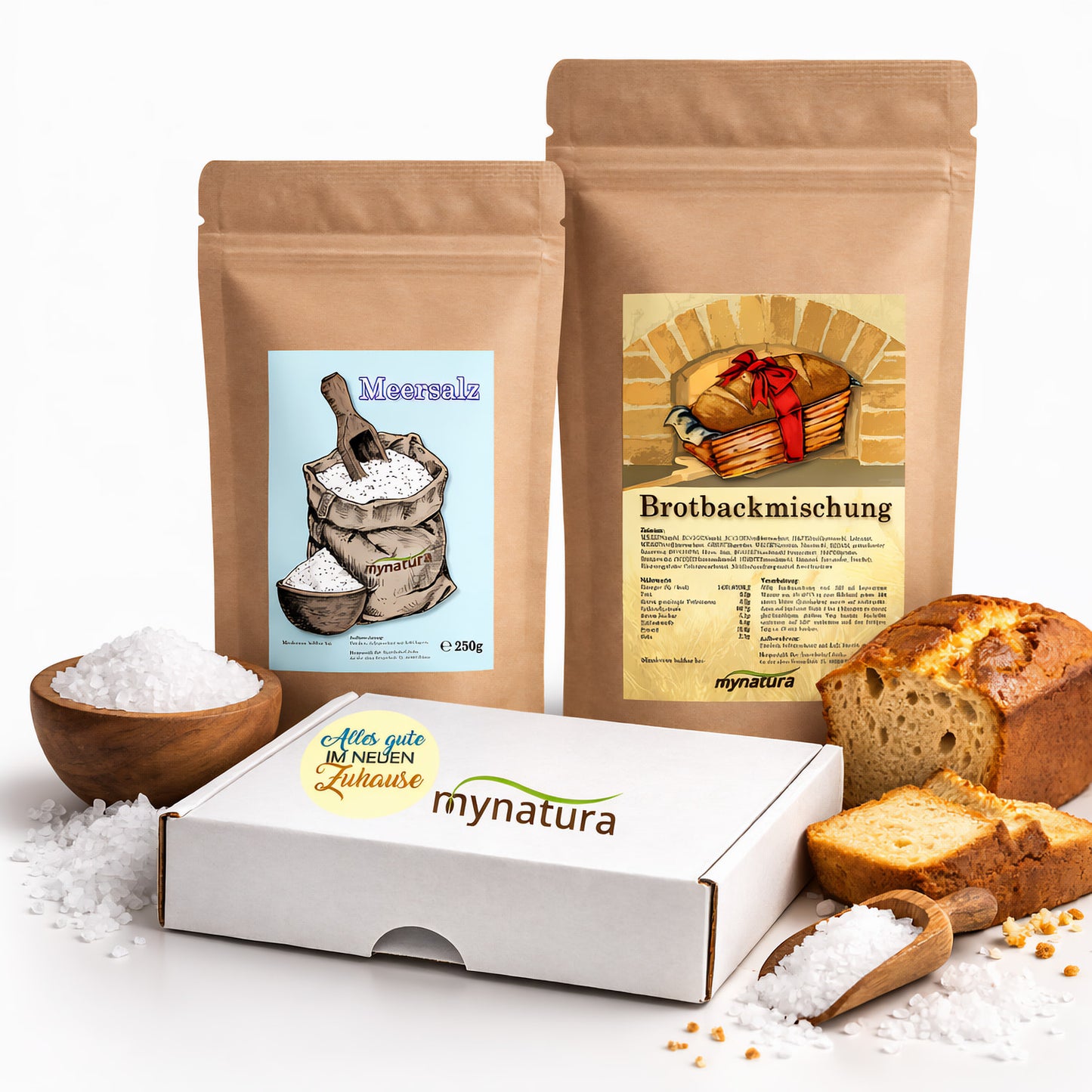 Mynatura Geschenk Set zum Einzug – Brot und Salz + Karte Alles Gute