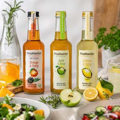 Fruchtwerker Essig und Frucht Set - Apfel + Zitrone + Orange