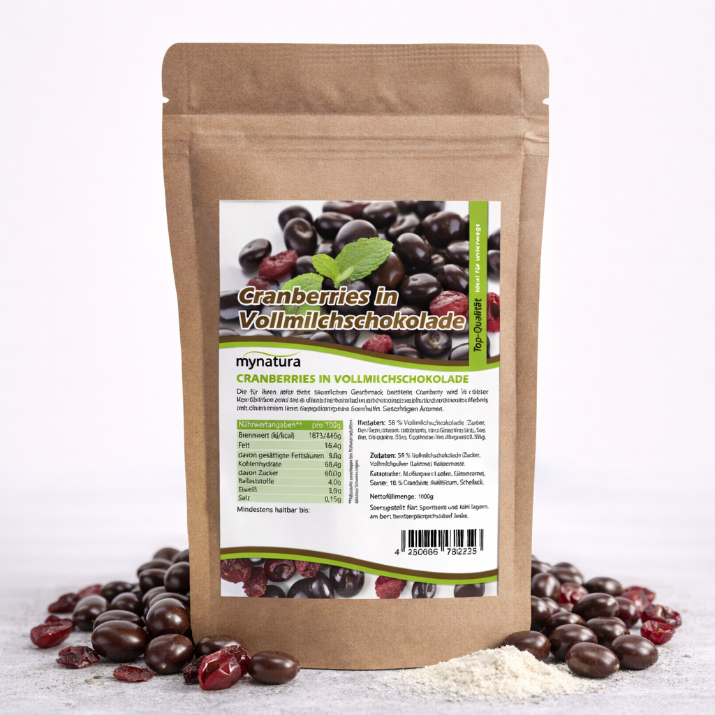 Mynatura Cranberries mit Vollmilchschokolade – im Beutel ab 1kg
