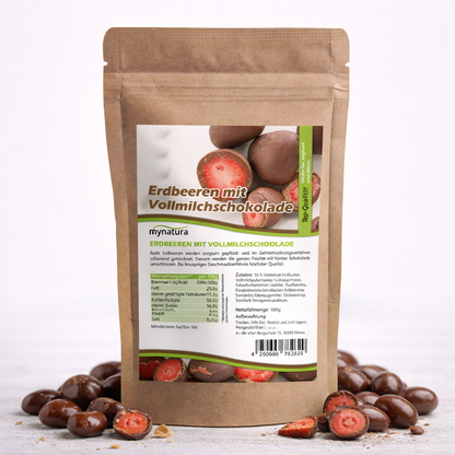 Erdbeeren gefriergetrocknet in Vollmilchschokolade - im Beutel 1kg