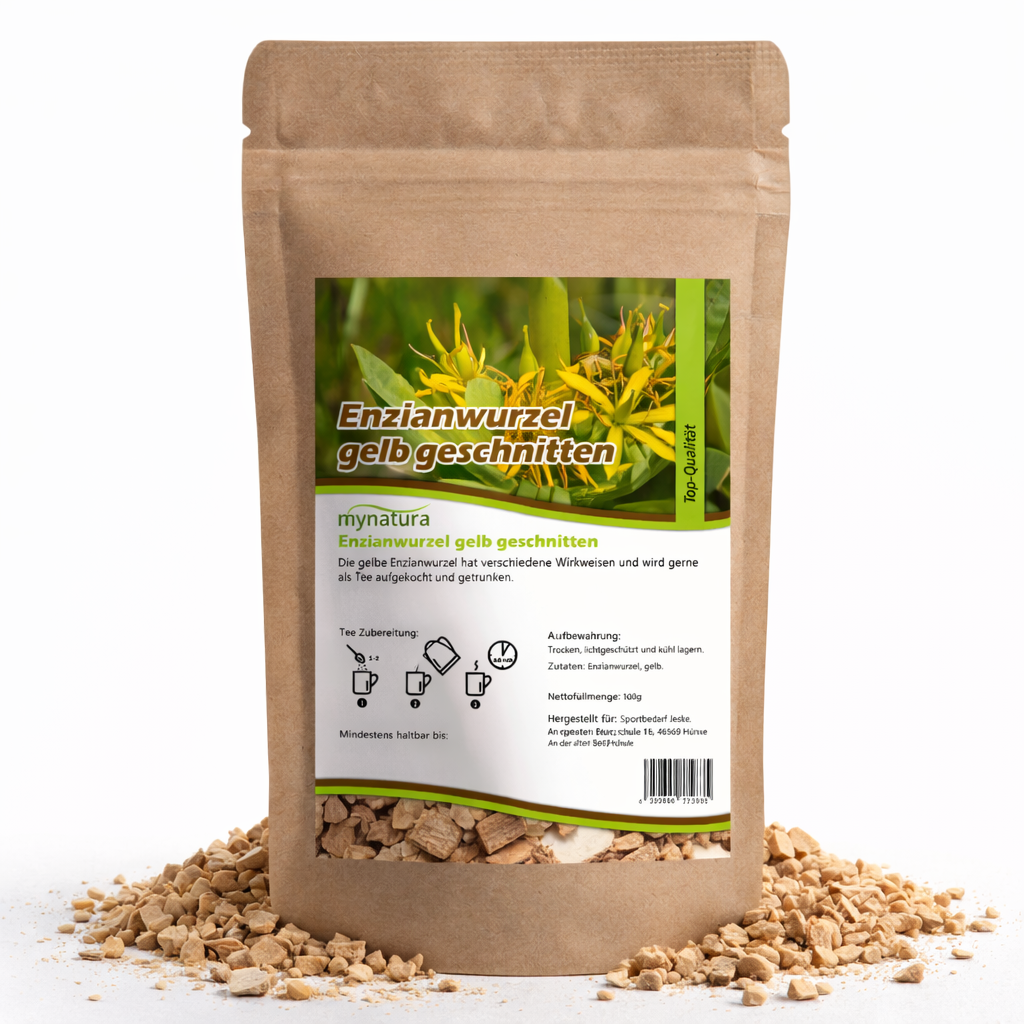 Mynatura gelbe Enzianwurzel geschnitten – im Beutel ab 100g