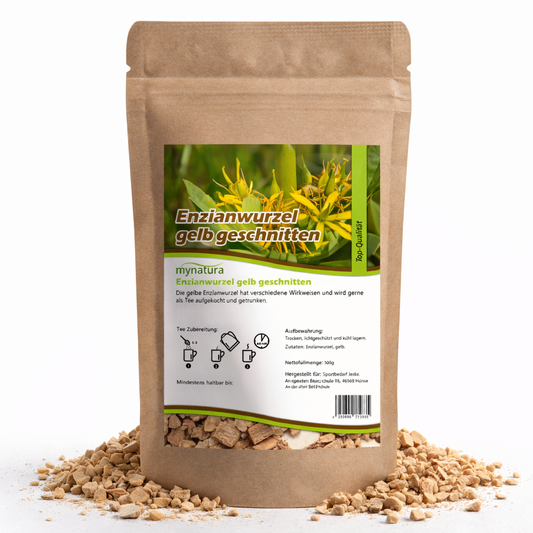 Mynatura gelbe Enzianwurzel geschnitten – im Beutel ab 100g