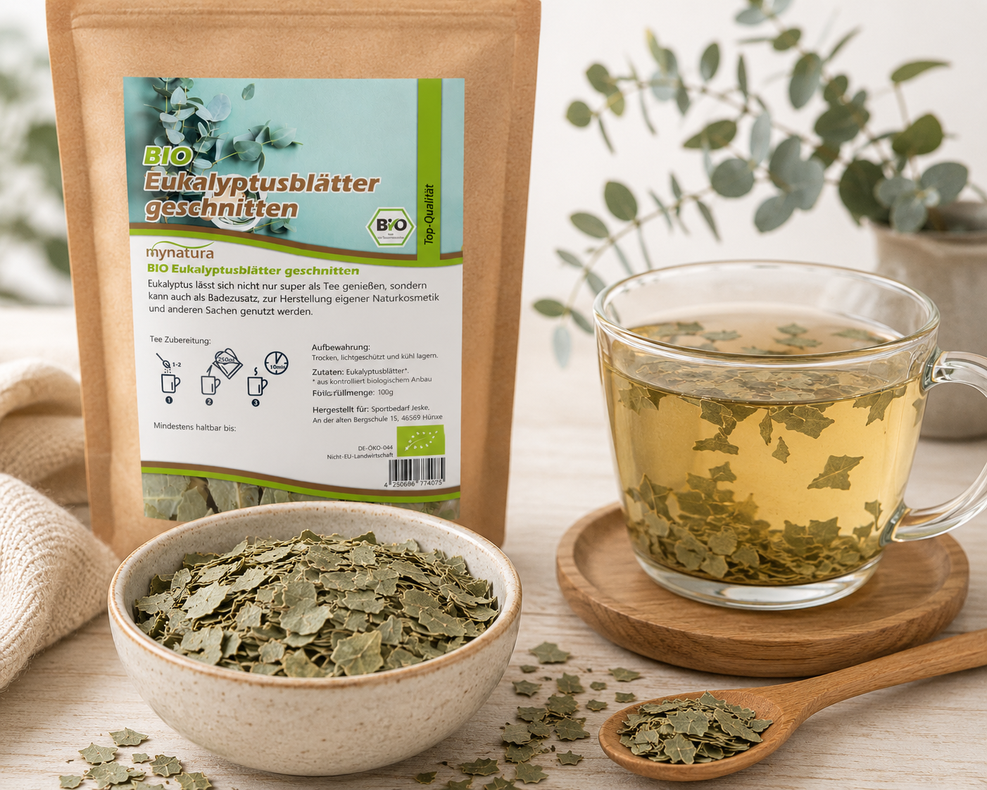 Bio Eukalyptusblätter geschnitten und getrocknet – im Beutel ab 100g