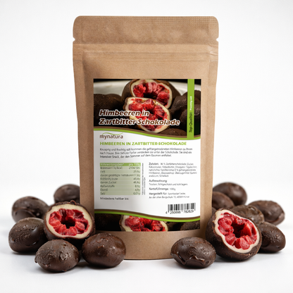 Gefriergetrocknete Himbeeren in Zartbitterschokolade – im Beutel ab 1kg