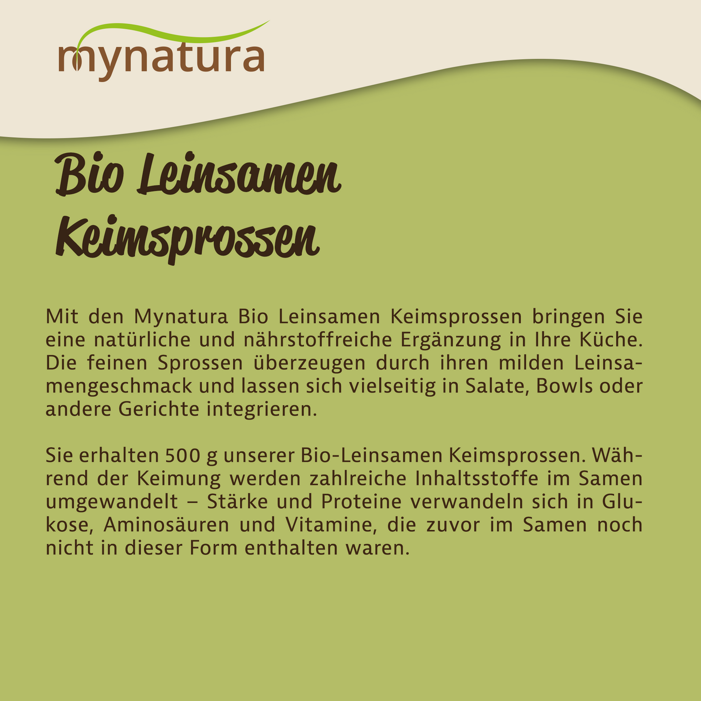 Mynatura Bio Leinsamen Keimsprossen – Leinsaat Sprossen ab 500g