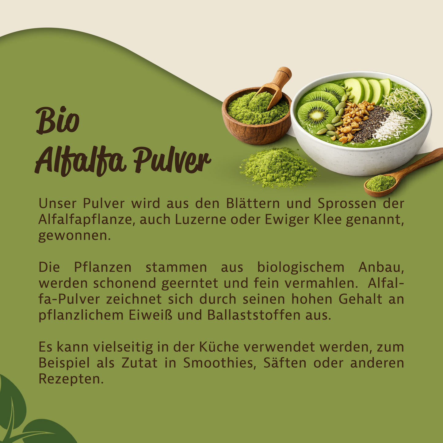 Bio Alfalfa Pulver - im Beutel ab 500g