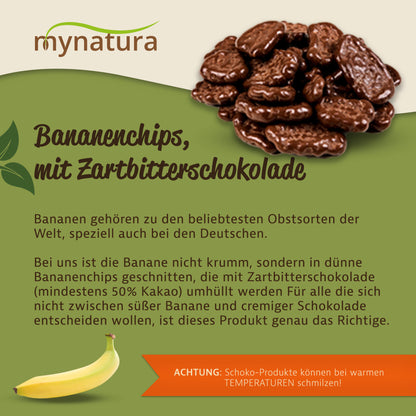 Bananenchips in Zartbitterschokolade – im Beutel
