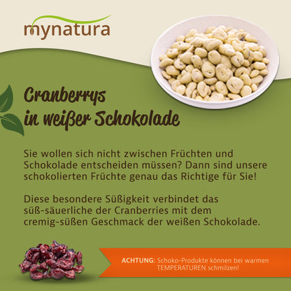 Cranberries in weißer Schokolade – im Beutel ab 1kg