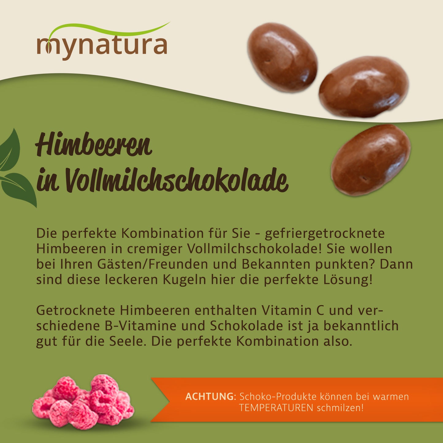Gefriergetrocknete Himbeeren in Vollmilchschokolade – im Beutel ab 1kg