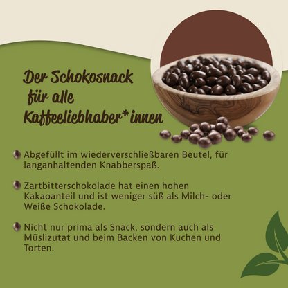 Kaffeebohnen in Zartbitterschokolade – im Beutel ab 1kg