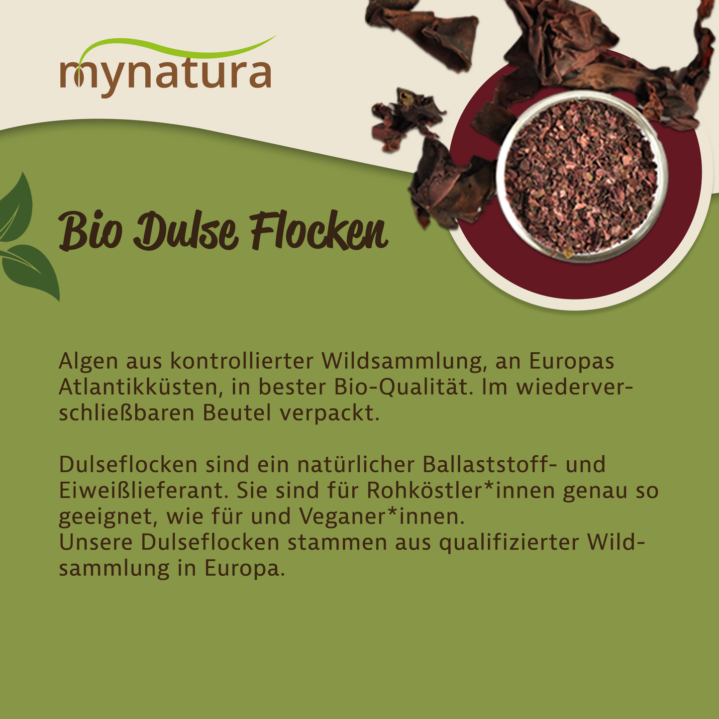 Bio Dulseflocken Atlantik Rotalge - im Beutel ab 100g