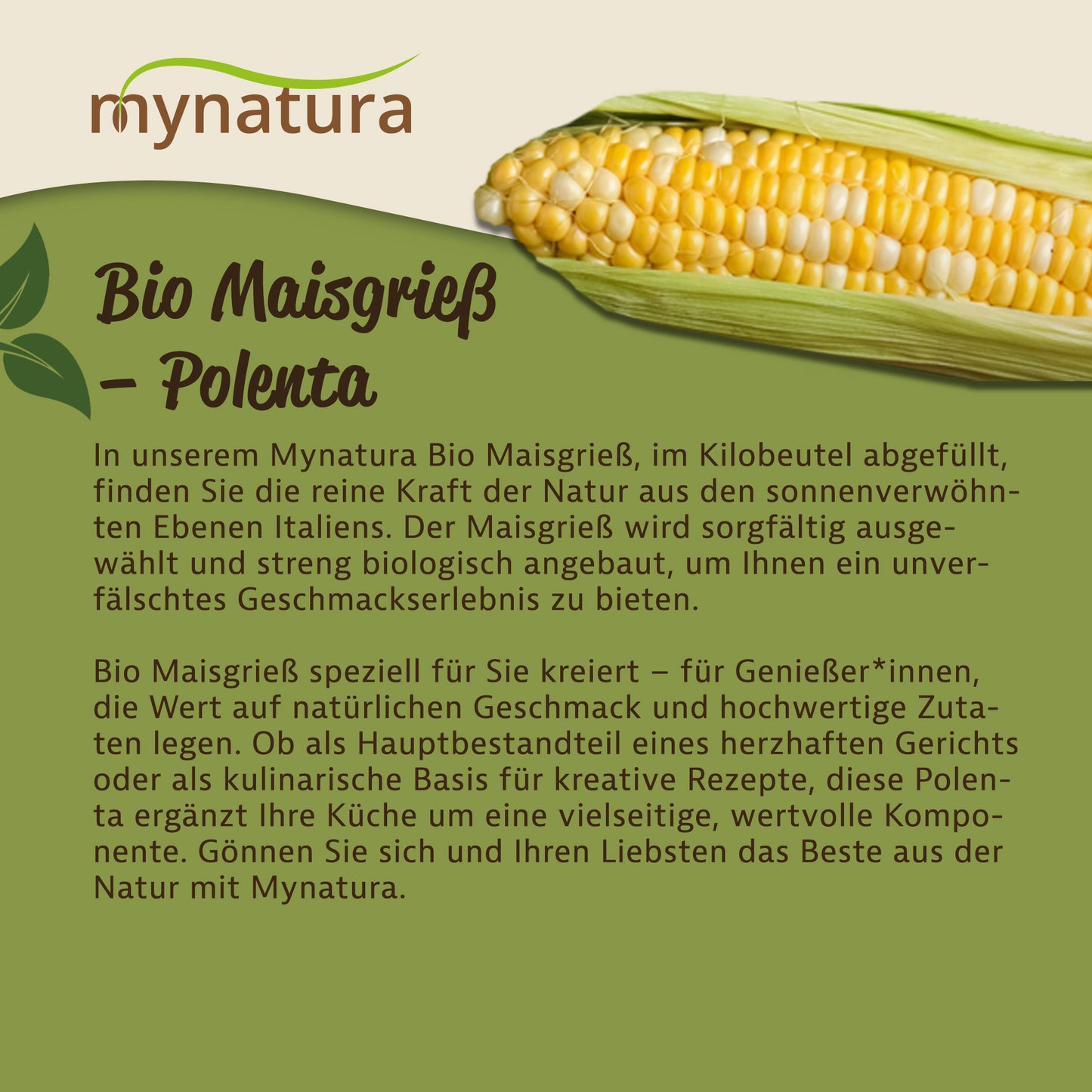 Mynatura Bio Maisgrieß Polenta im Beutel ab 1kg
