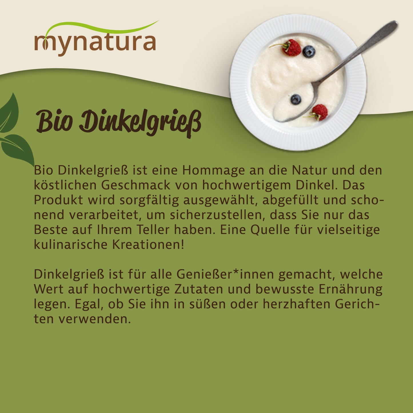 Mynatura Bio Dinkelgrieß im Beutel ab 500g