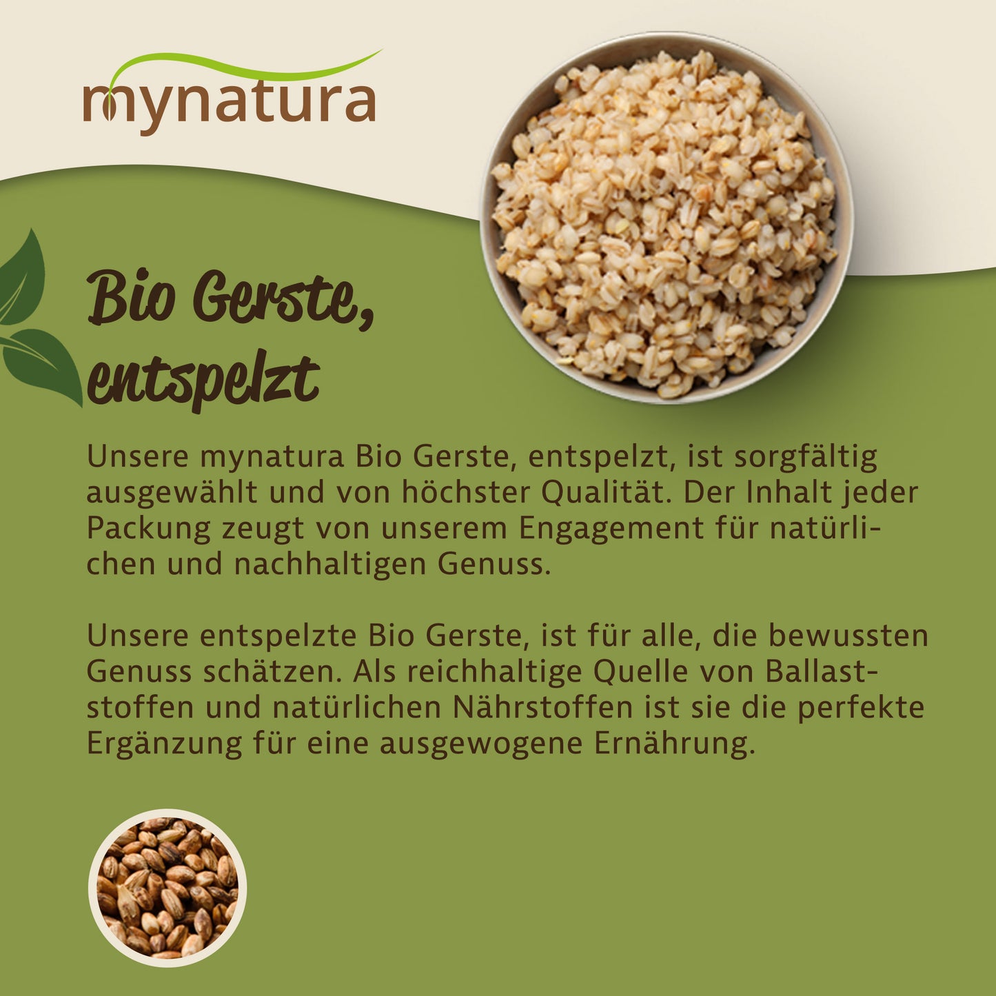 Mynatura Bio Gerste entspelzt im Beutel ab 500g