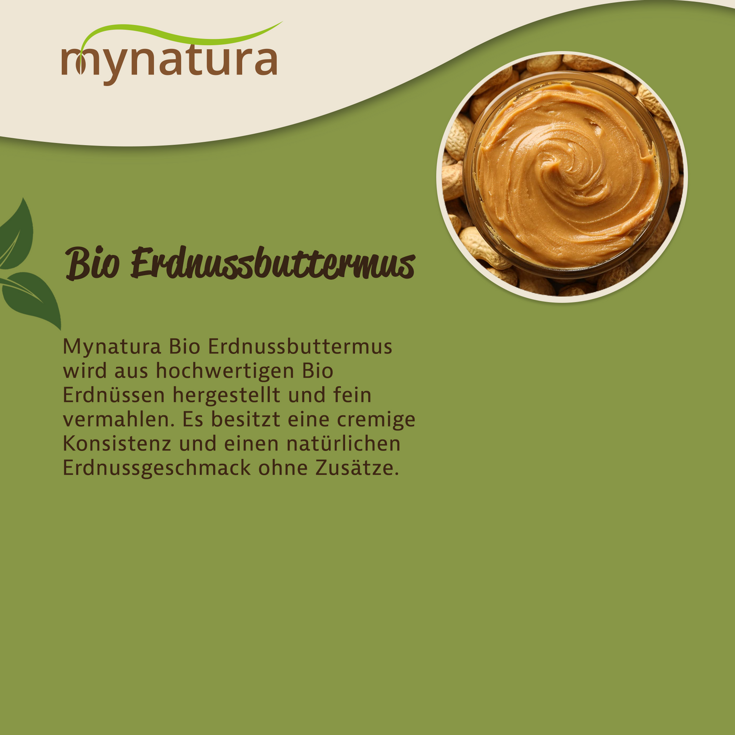 Mynatura Bio Erdnussbuttermus – Cremiger Brotaufstrich im Glas ab 500g