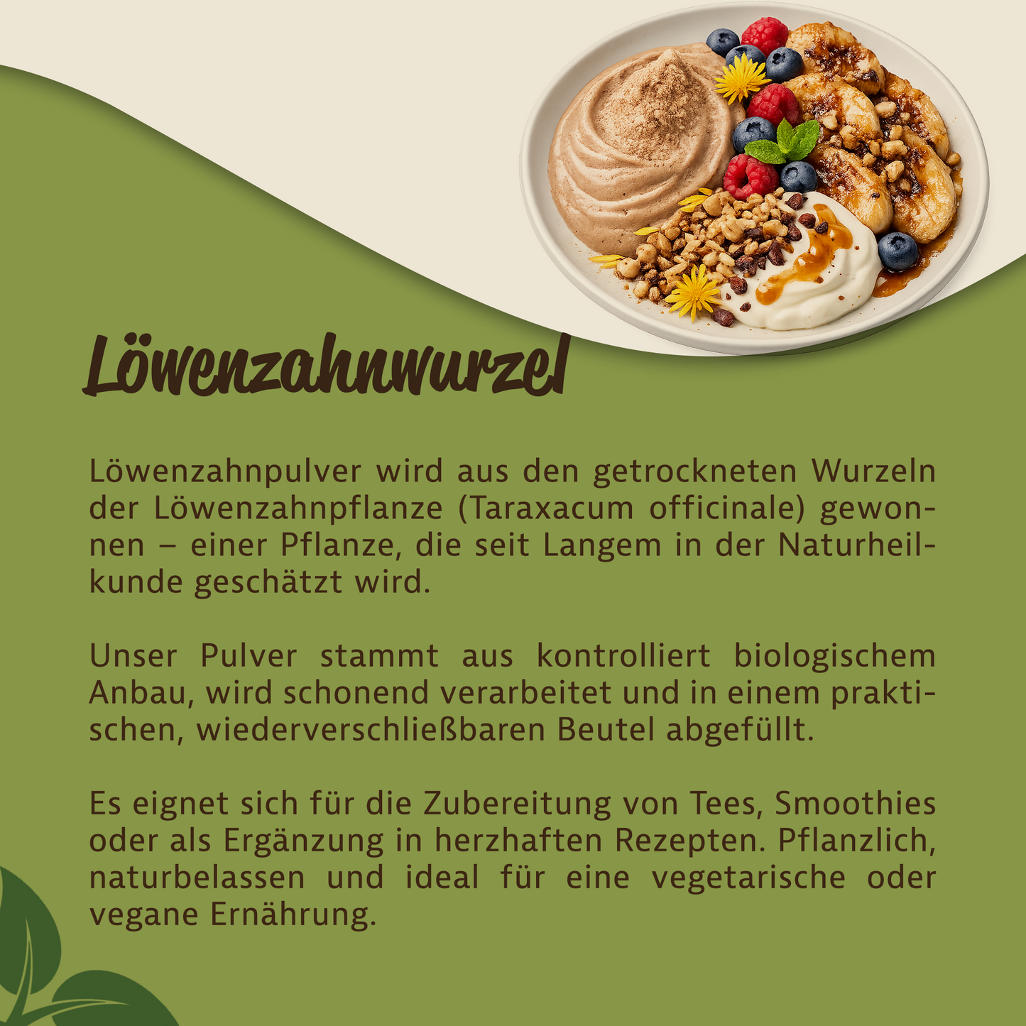 Bio Löwenzahnwurzel Pulver - im Beutel ab 200g
