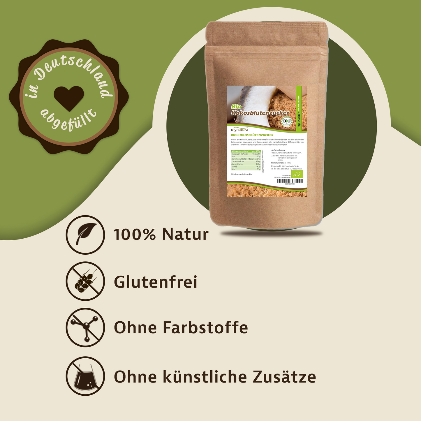 Mynatura Bio Kokosblütenzucker im Beutel ab 1kg
