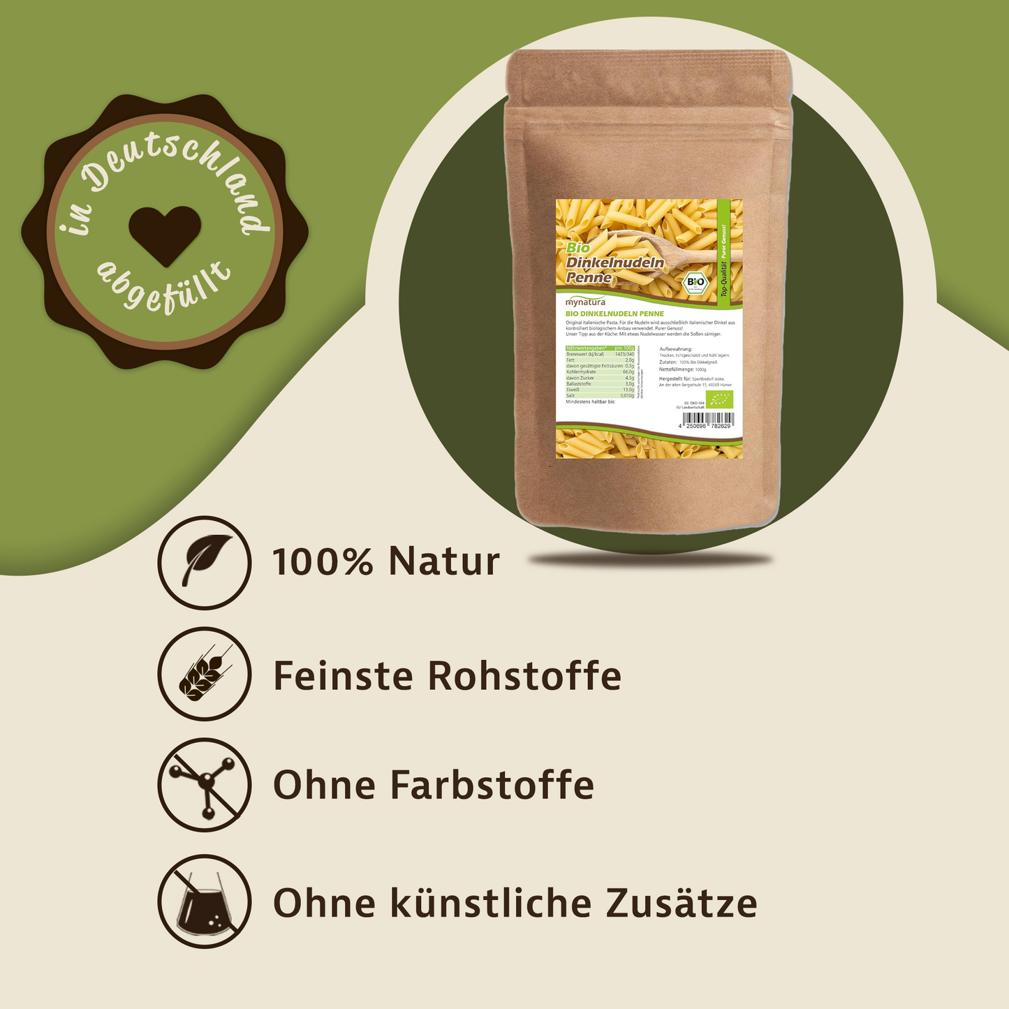 Mynatura Bio Dinkel Penne hell - im Beutel ab 1kg