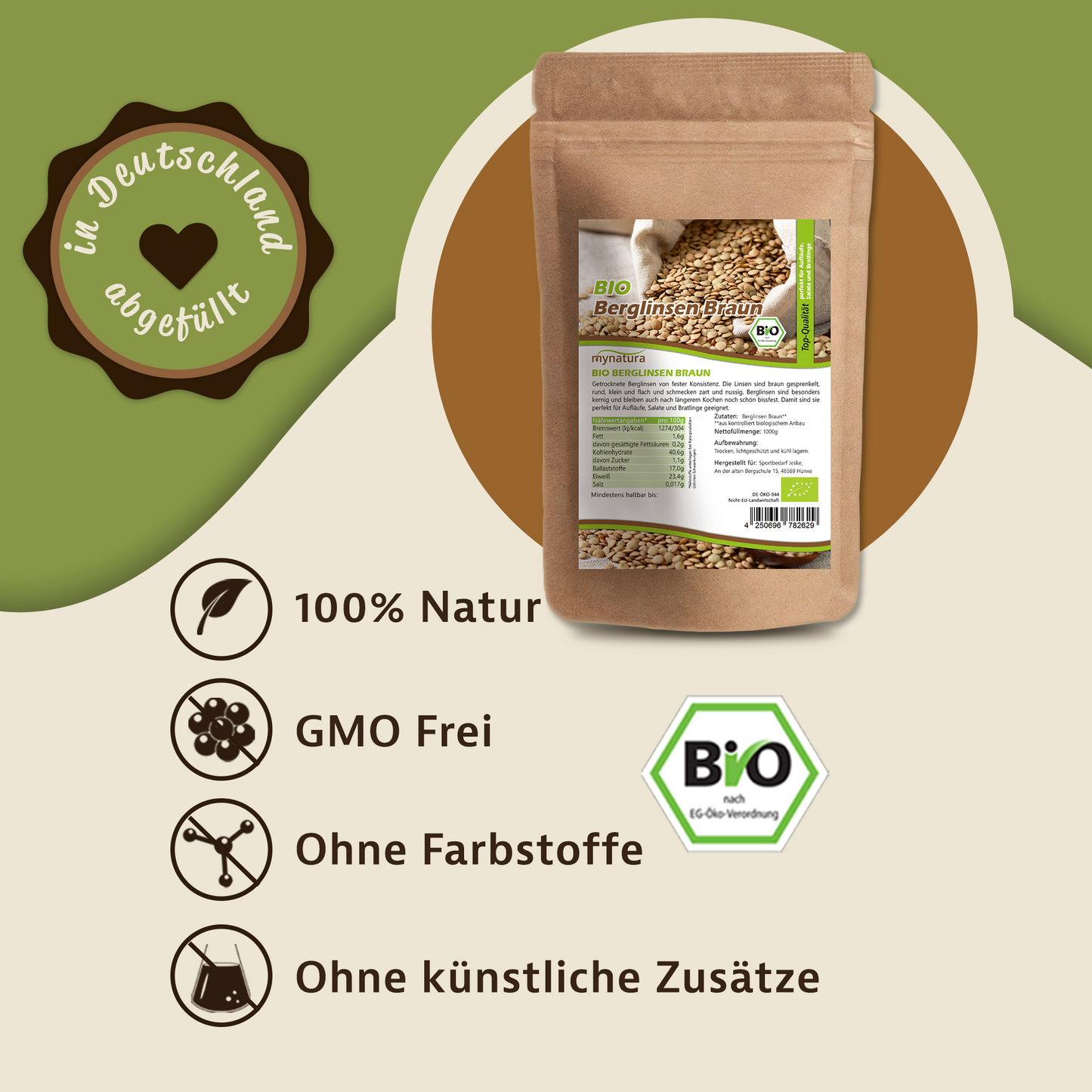 Bio Berglinsen braun - im Beutel ab 1kg