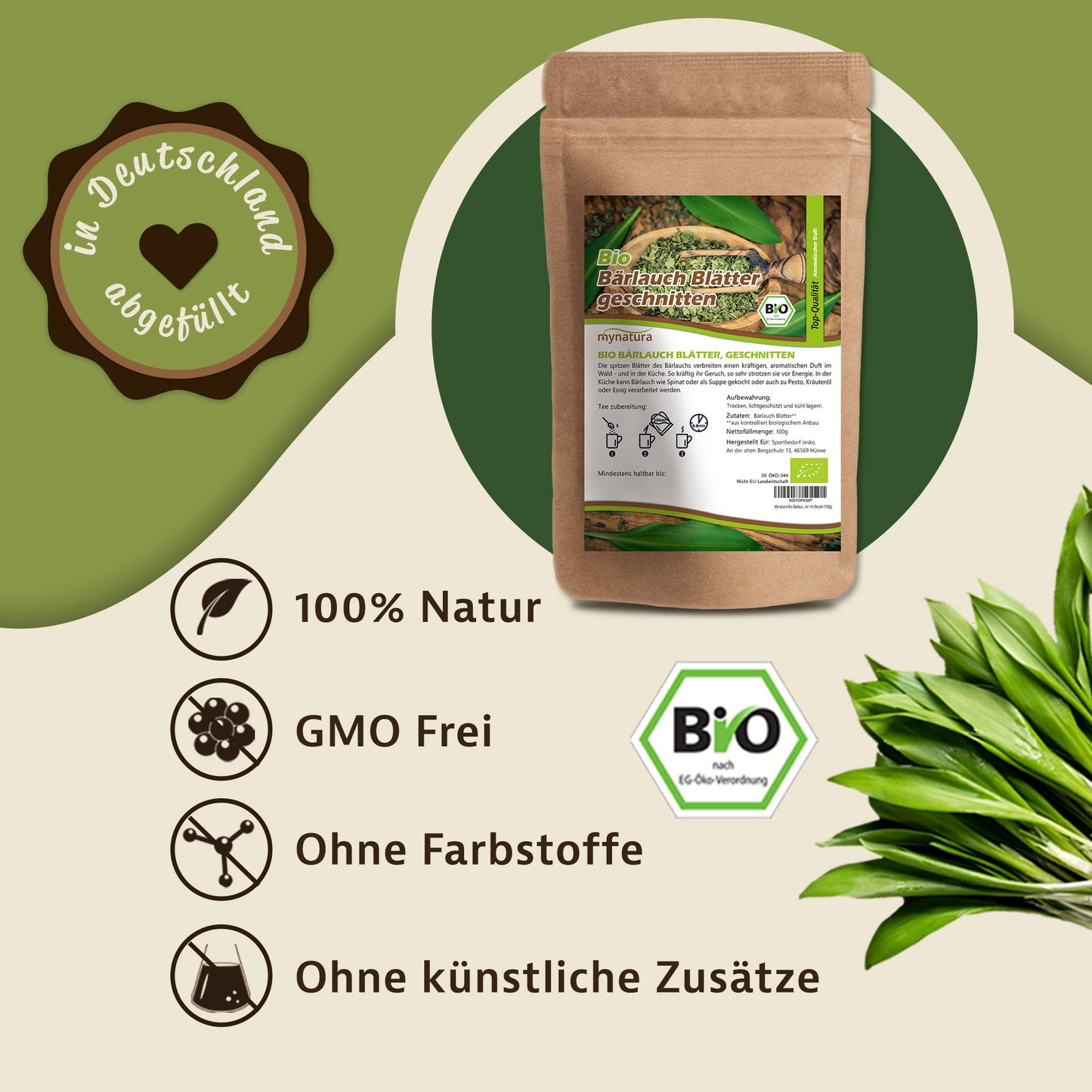 Mynatura Bio Bärlauch Blätter geschnitten im Beutel ab 100g