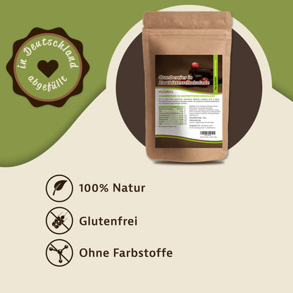 Mynatura Cranberries in Zartbitterschokolade – im Beutel ab 1kg