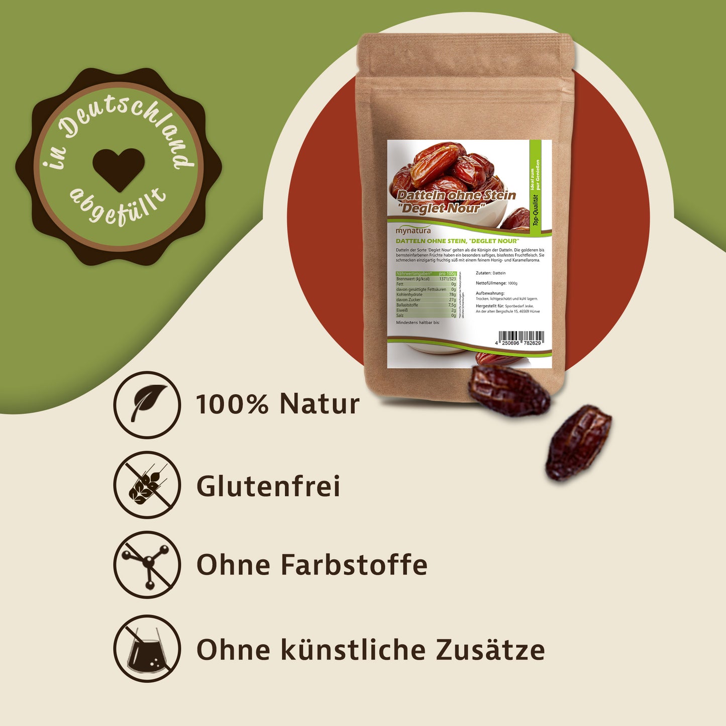 Getrocknete Datteln ohne Stein Deglet Nour - im Beutel ab 1kg