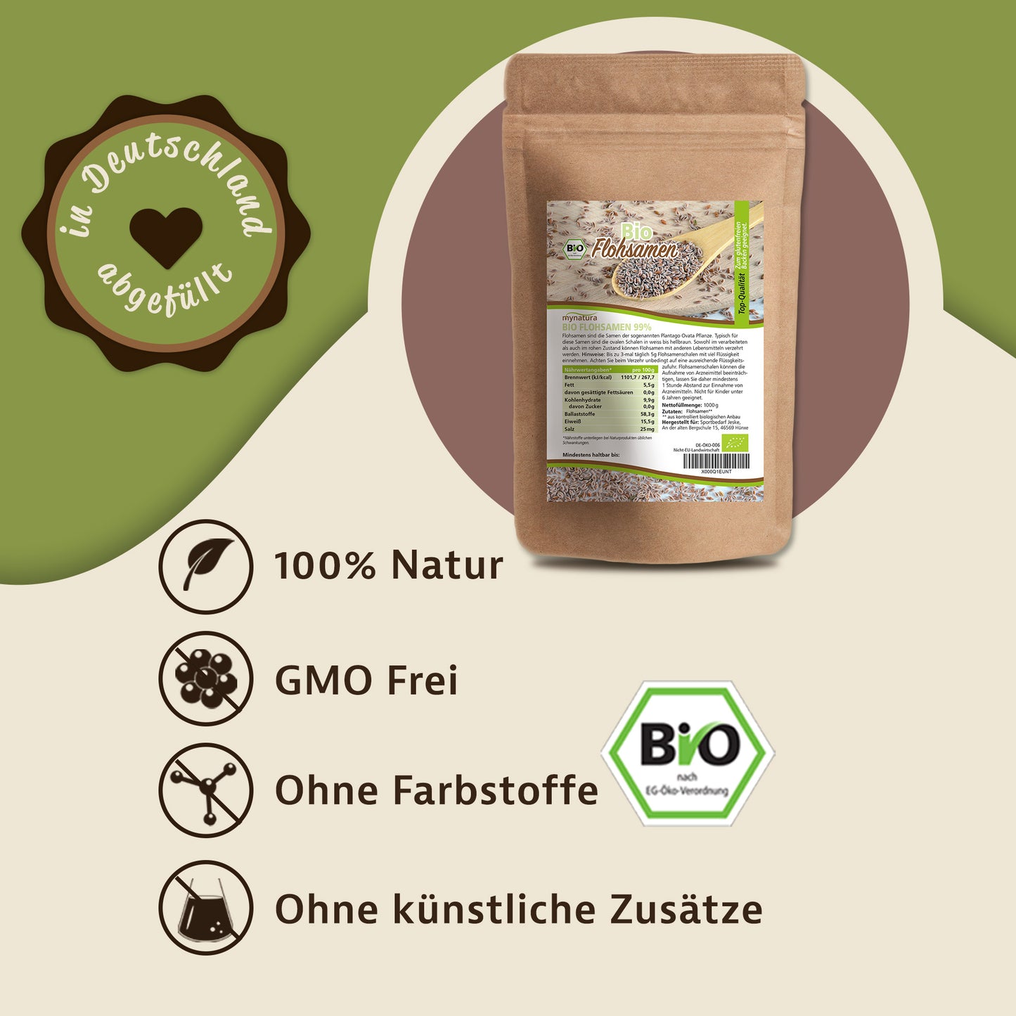 Mynatura Bio Flohsamen ganz im Beutel ab 1kg