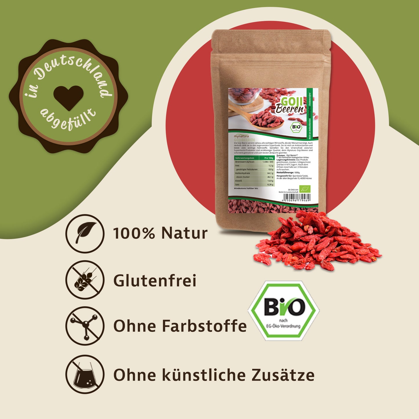 Mynatura Bio Gojibeeren im Beutel ab 1Kg
