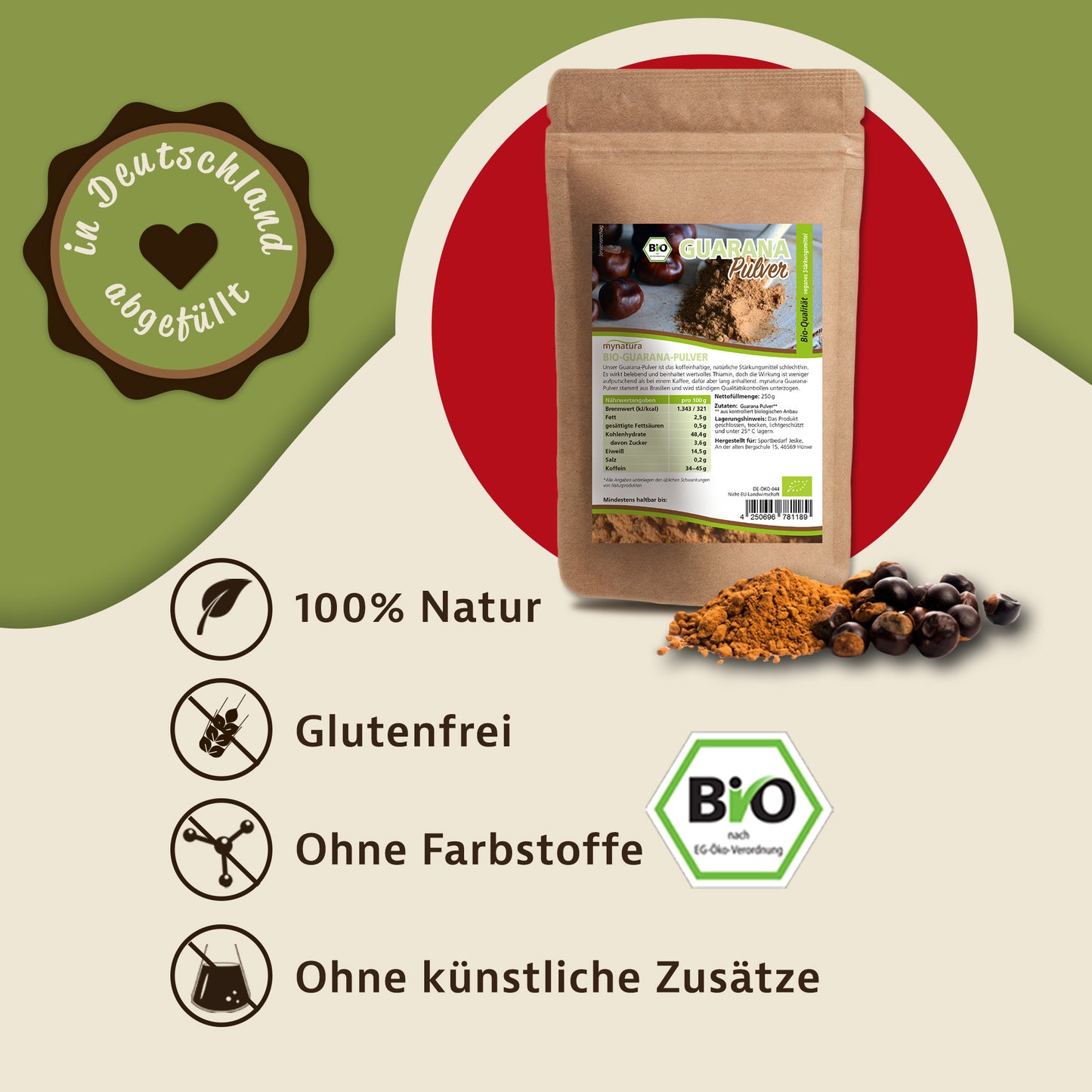 Mynatura Bio Guarana Pulver – im Beutel ab 250g